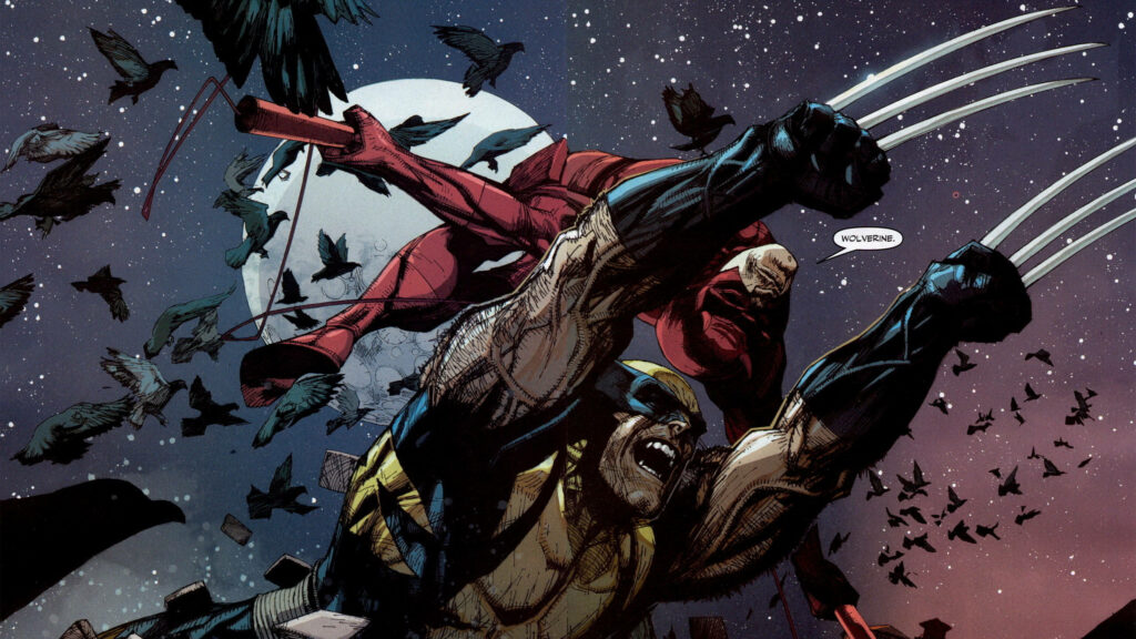 Dynamic Daredevil & Wolverine Marvel Wallpaper: Night Sky Action