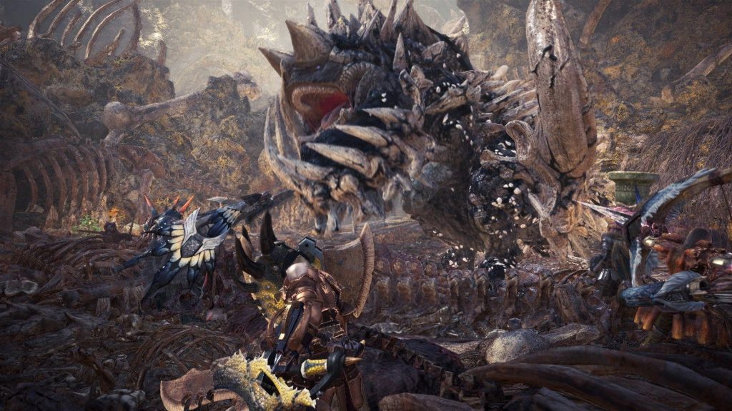 Armored Radobaan monster in Rotten Vale epic Monster Hunter World high-resolution wallpaper