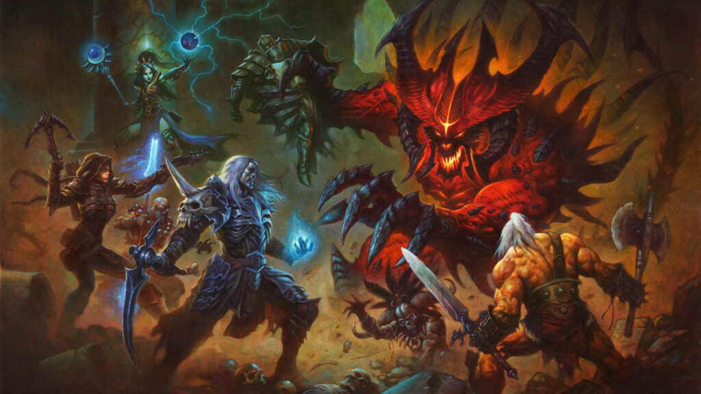 Epic Necromancer vs Diablo Battle Wallpaper - Dark Fantasy Art