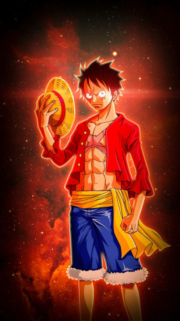 Luffy's Fiery Gaze: A Captivating 4k Wallpaper in Red and Black