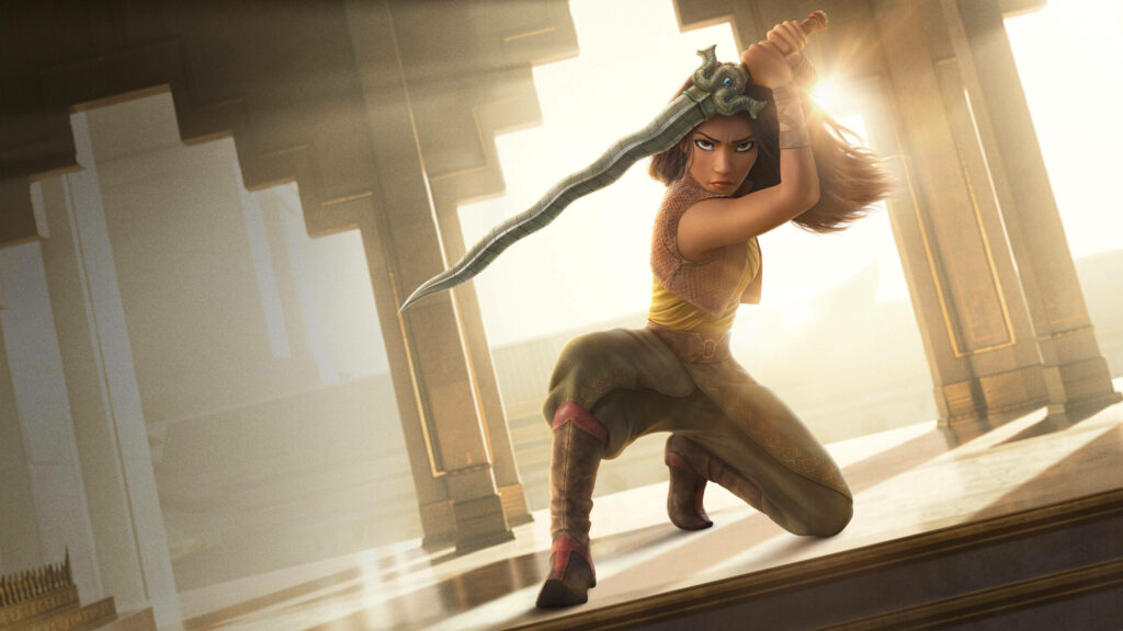 Raya from Raya and the Last Dragon: Heroic Sword Pose Wallpaper