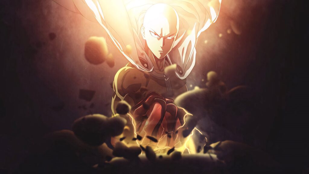 Epic Saitama Wallpaper: Unleashing Power in Chaotic Background