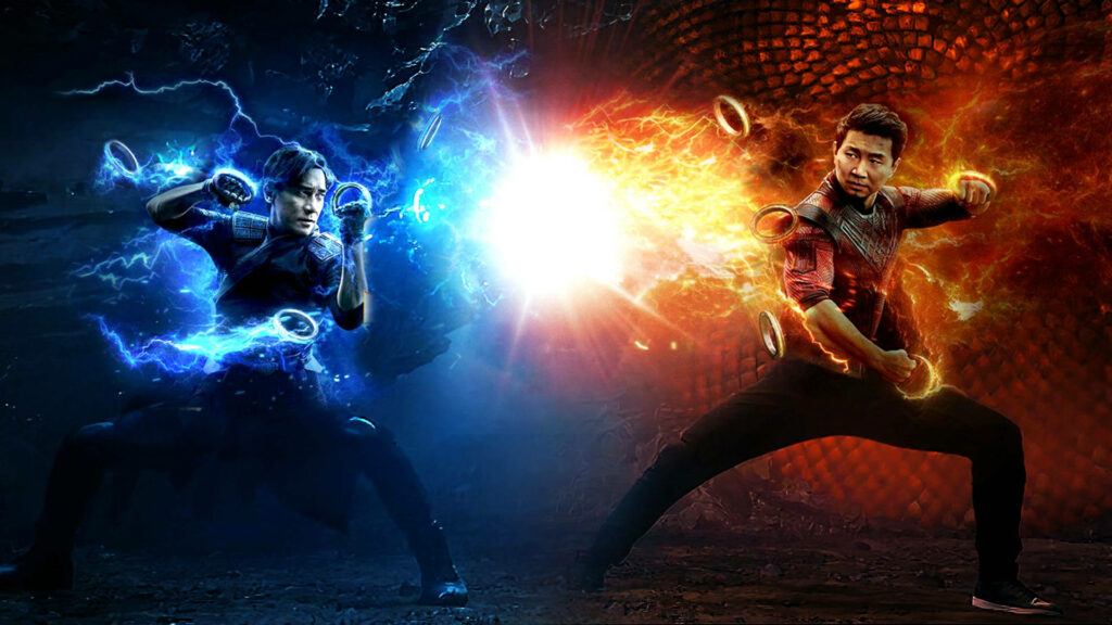 Shang-Chi vs. Wenwu: Epic Battle Wallpaper with Glowing Ten Rings