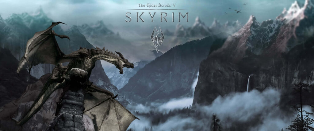 Epic Skyrim 4K Wallpaper: Dragon & Breathtaking Fantasy Landscape