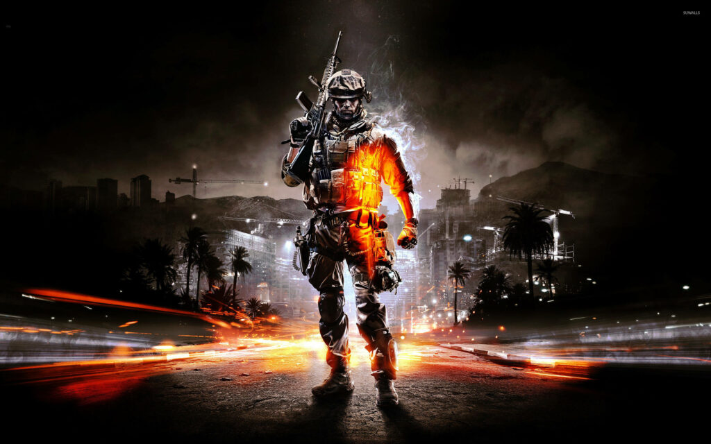 Epic Soldier Wallpaper: Electrifying Battlefield 3 Inspired Background