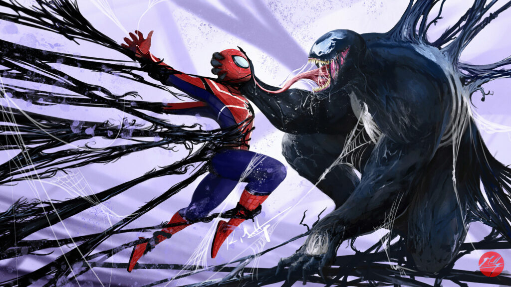 Intense Spider-Man vs Venom 4K Ultra HD Wallpaper Background