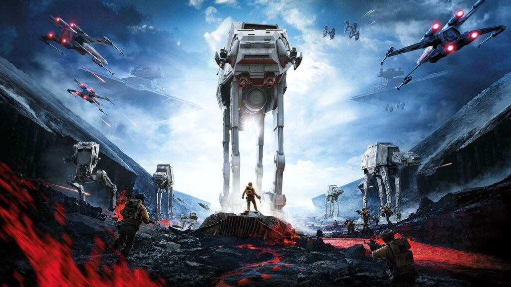 Epic Star Wars Battlefront Wallpaper: AT-ATs vs. Rebels in Combat