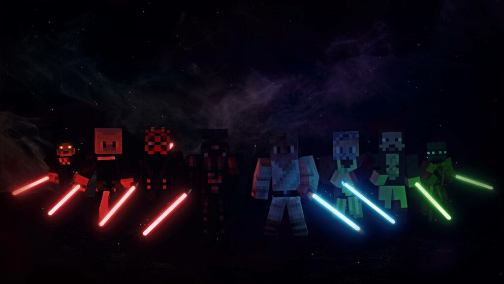 Epic Star Wars x Minecraft Wallpaper: Pixelated Jedi Adventure