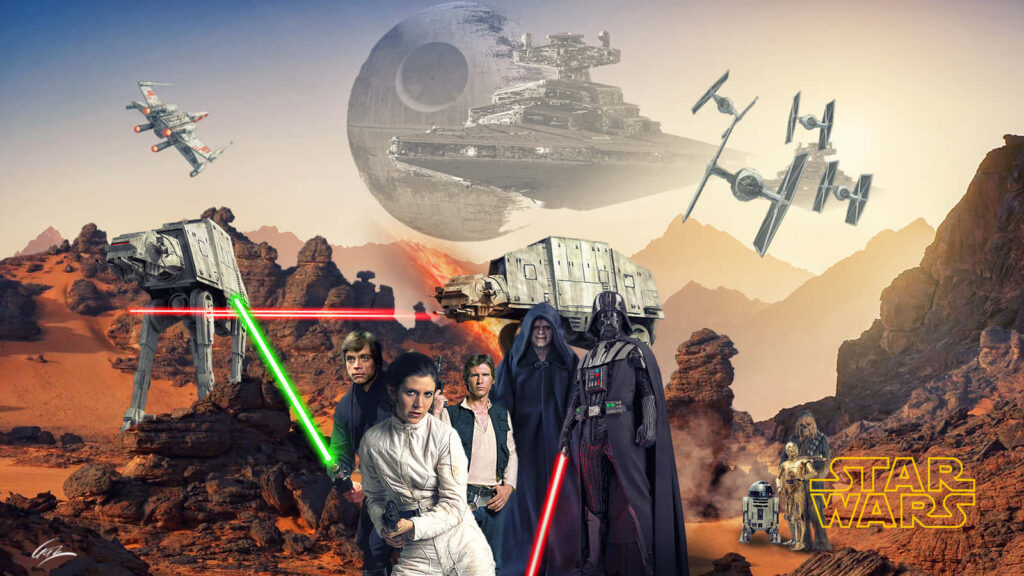 Epic Star Wars Trilogy Wallpaper: Death Star & Iconic Characters