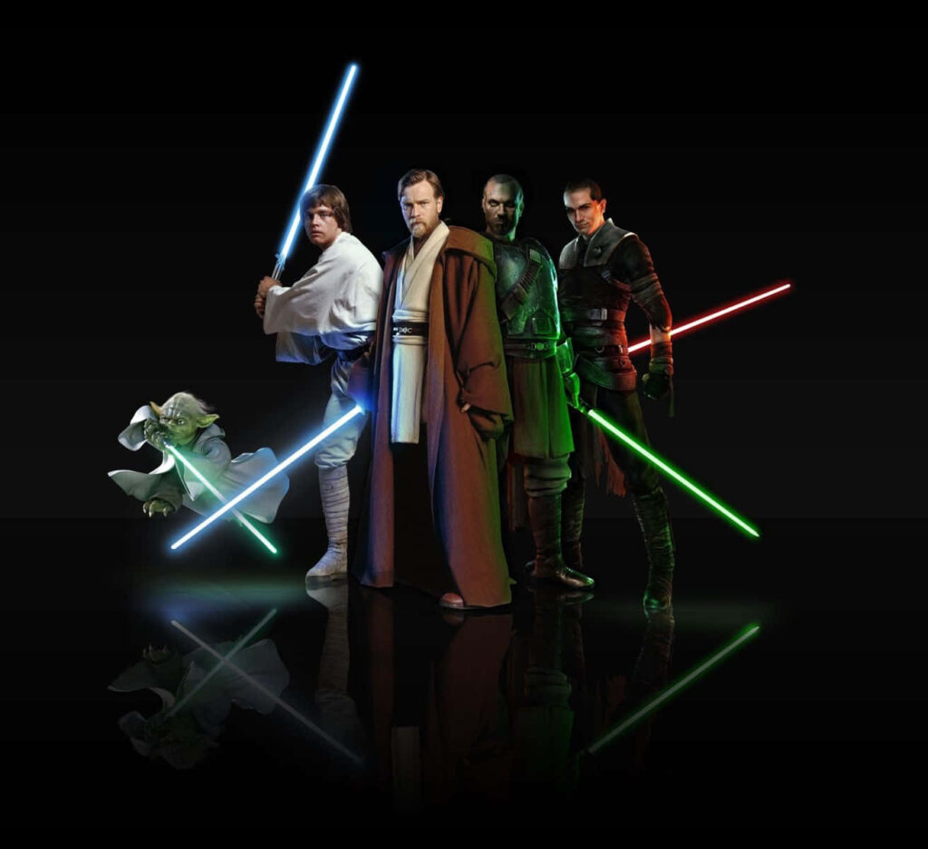 Epic Star Wars Character Wallpaper: Jedi & Vibrant Lightsabers