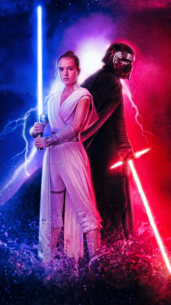 Epic Rey & Kylo Ren Wallpaper: Light vs Dark Lightsaber Clash