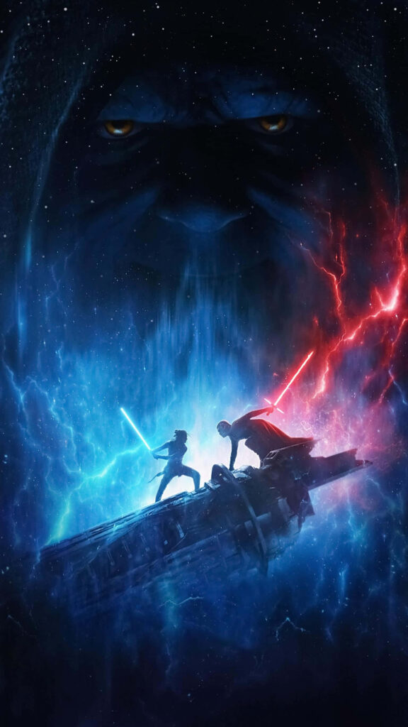 Epic Rey vs. Kylo Ren Lightsaber Duel Wallpaper Background