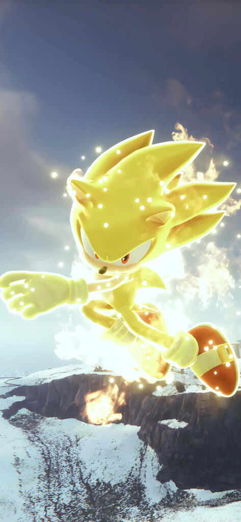 Epic Super Sonic Action Wallpaper - Intense Energy Against Scenic Backdrop