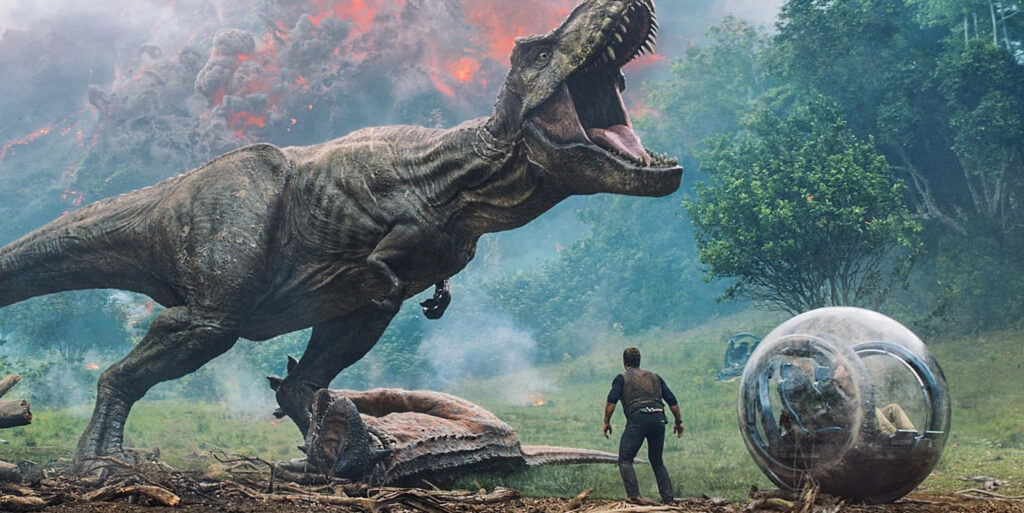 Epic T-Rex Roar: Thrilling *Jurassic World* Scene Wallpaper