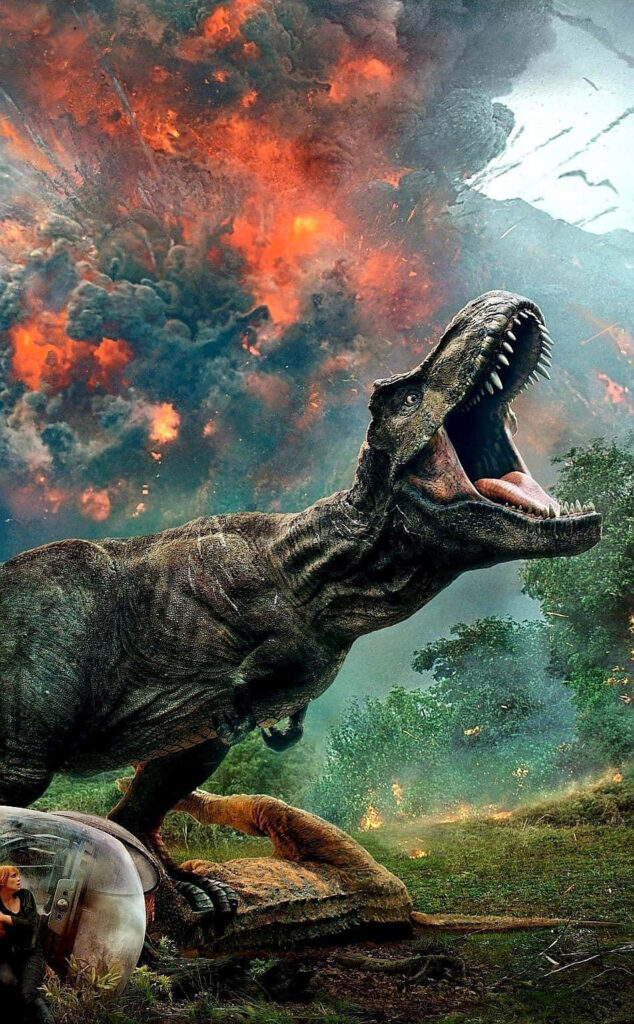 Epic T-Rex Roaring Wallpaper: Jurassic World Chaos & Lush Greens