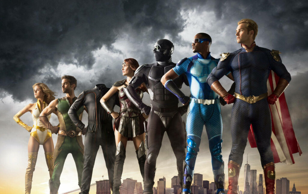 Epic The Boys Wallpaper: Seven Superheroes Unite Under Dramatic Sky