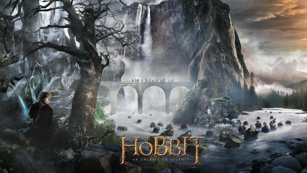 Epic *The Hobbit* Wallpaper: Stunning Landscape with Waterfalls