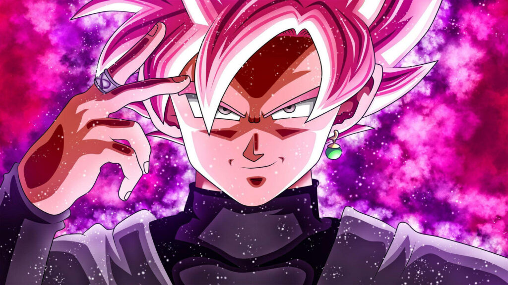 Shrouded in Darkness: Black Goku's Enigmatic Transformation with a Bold Emerald Accessory - Mesmerizing Wallpaper