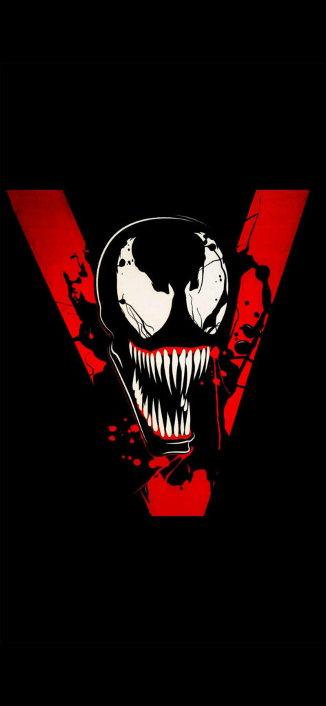 Bold Venom iPhone Wallpaper: Iconic Grin on Red & Black Design