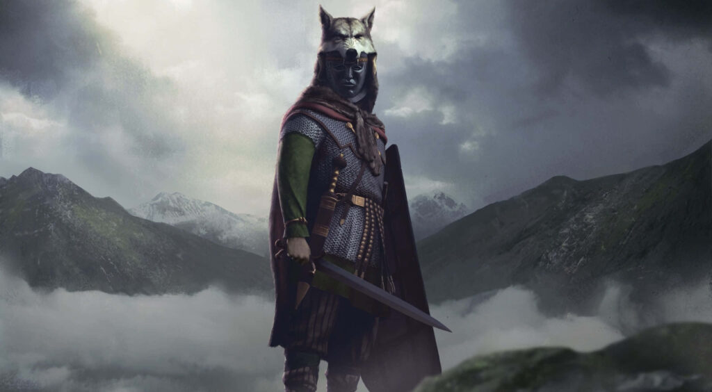 Epic Warrior Wallpaper: Attila-Inspired with Wolf Headdress