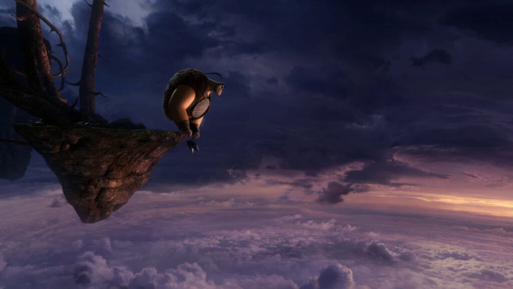 Heroic Warrior Clinging to Cliff: Adventure in Dramatic Sky Wallpaper