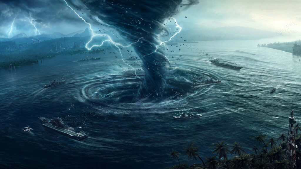 Dramatic Water Tornado Wallpaper: Stormy Seas & Chaotic Vortex