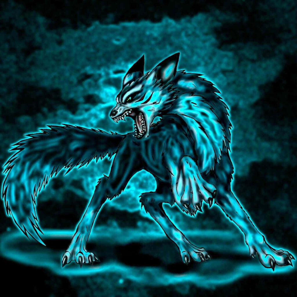 Epic Wolf Howling Wallpaper: Vivid Blue Night Background Art