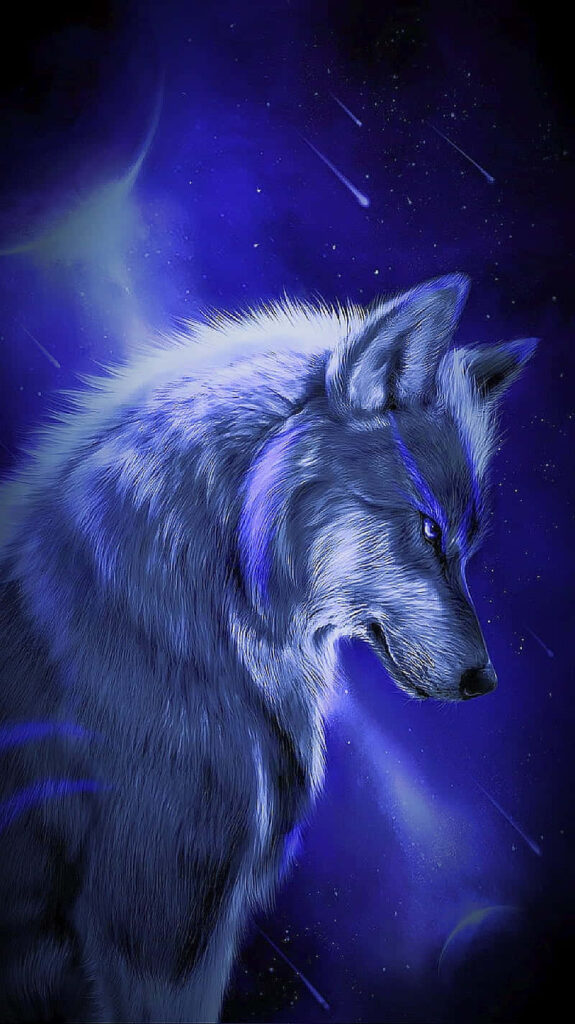 Majestic Wolves Under Moonlight: Mystical Night Sky Wallpaper