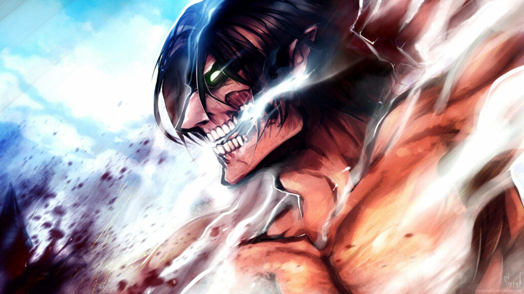 Eren Yeager Founding Titan transformation vivid colors intense energy Attack on Titan wallpaper