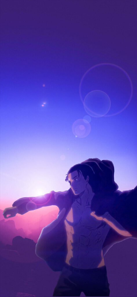 Titanic Abs Unleashed: Eren Yeager's Fearless Stand Wallpaper