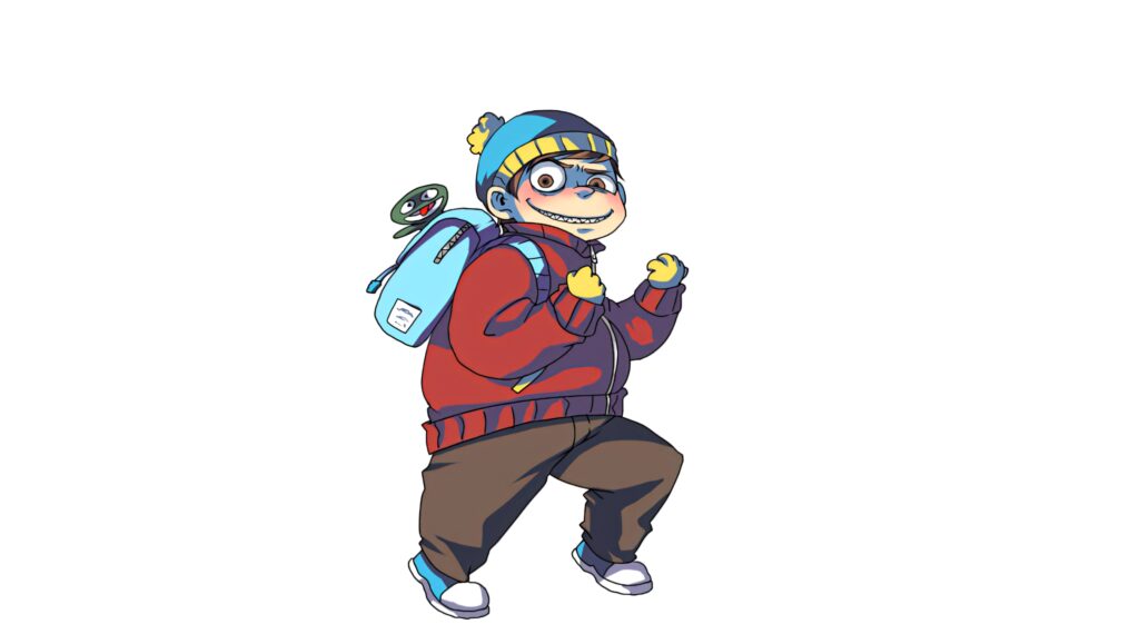 Eric Cartman fan art wallpaper playful expression colorful backpack white background cartoon
