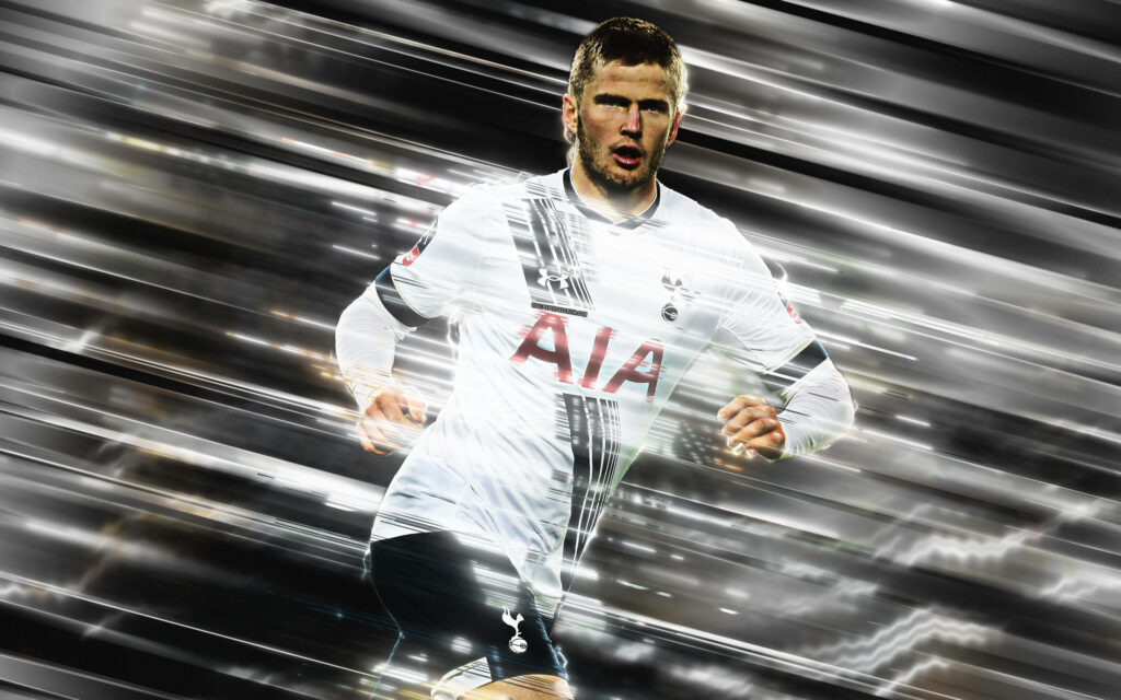Eric Dier Tottenham Hotspur fan edit wallpaper with dynamic light streaks and monochrome design