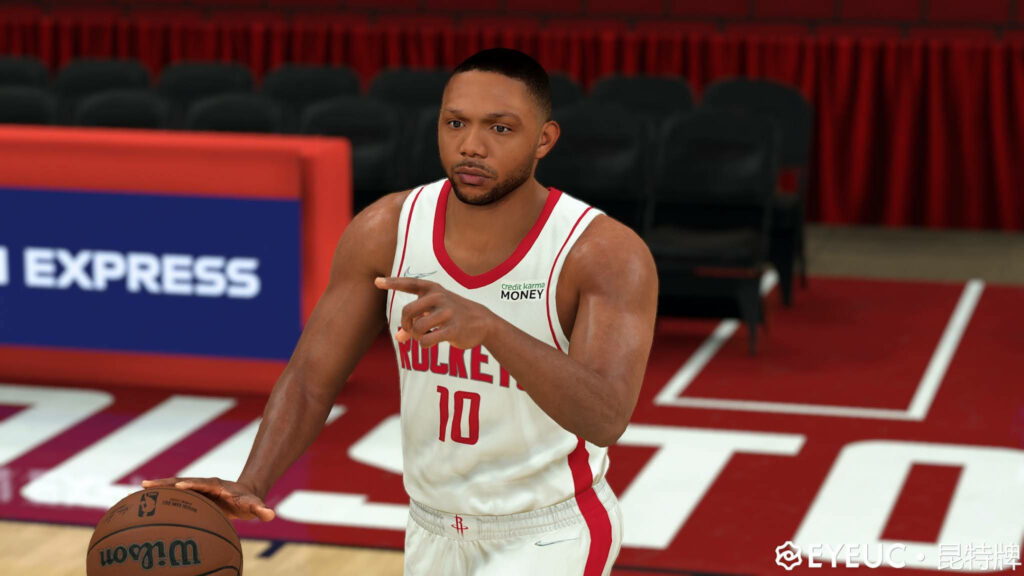 Eric Gordon Houston Rockets number 10 in detailed 3D basketball court wallpaper background