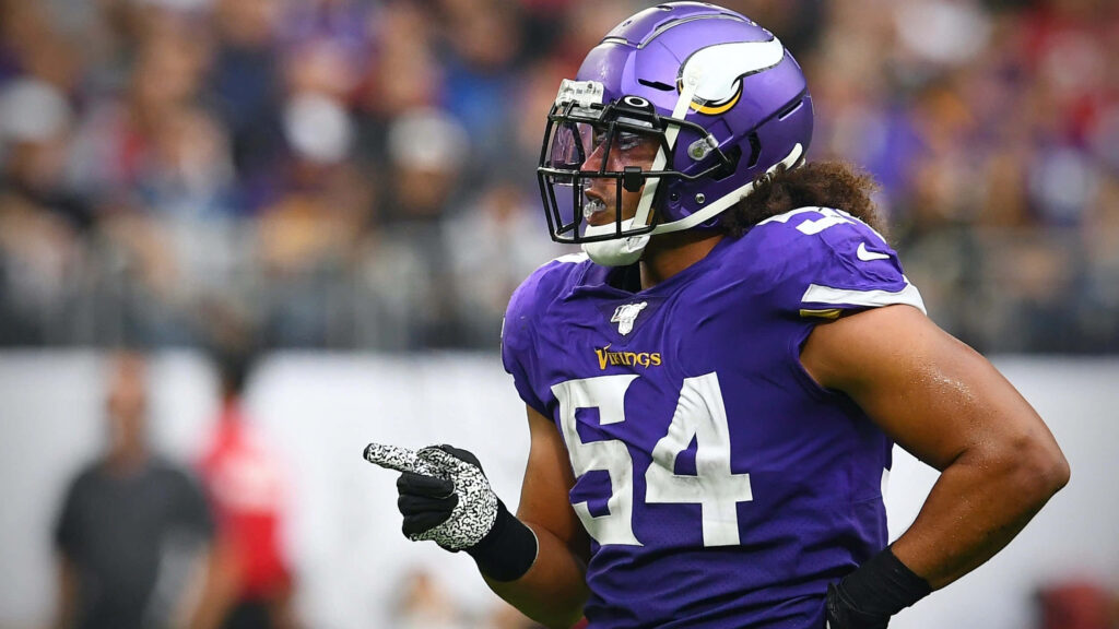 Eric Kendricks Minnesota Vikings linebacker in purple jersey number 54 intense focus football Wallpaper