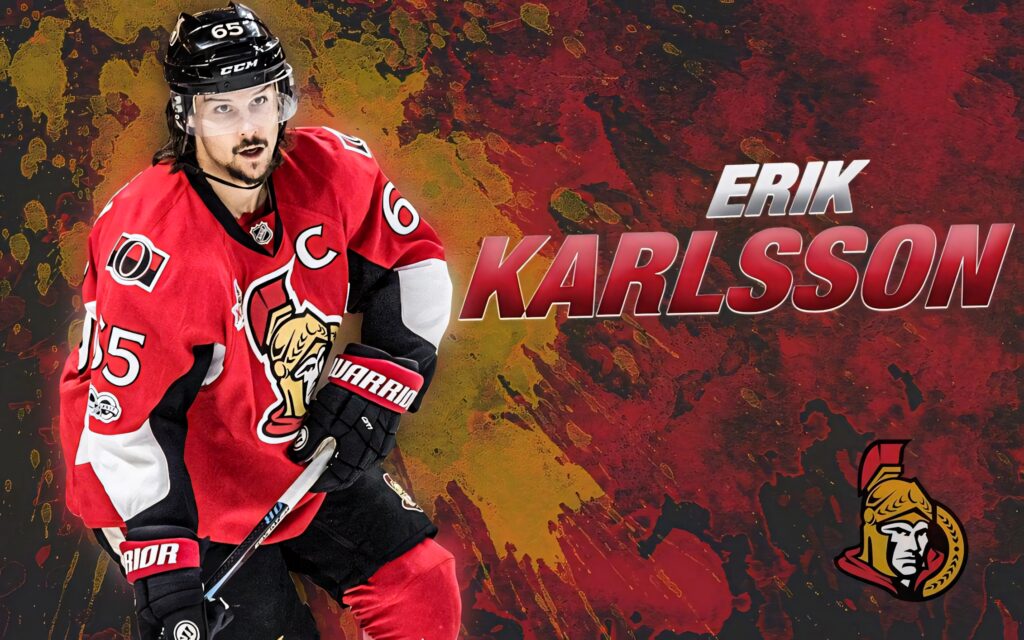 Erik Karlsson Ottawa Senators wallpaper vibrant red gold black fanart sharp detailed tribute