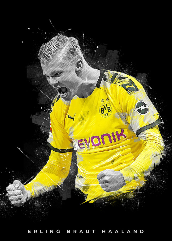 Intense Erling Haaland Celebration Wallpaper - Borussia Dortmund Art
