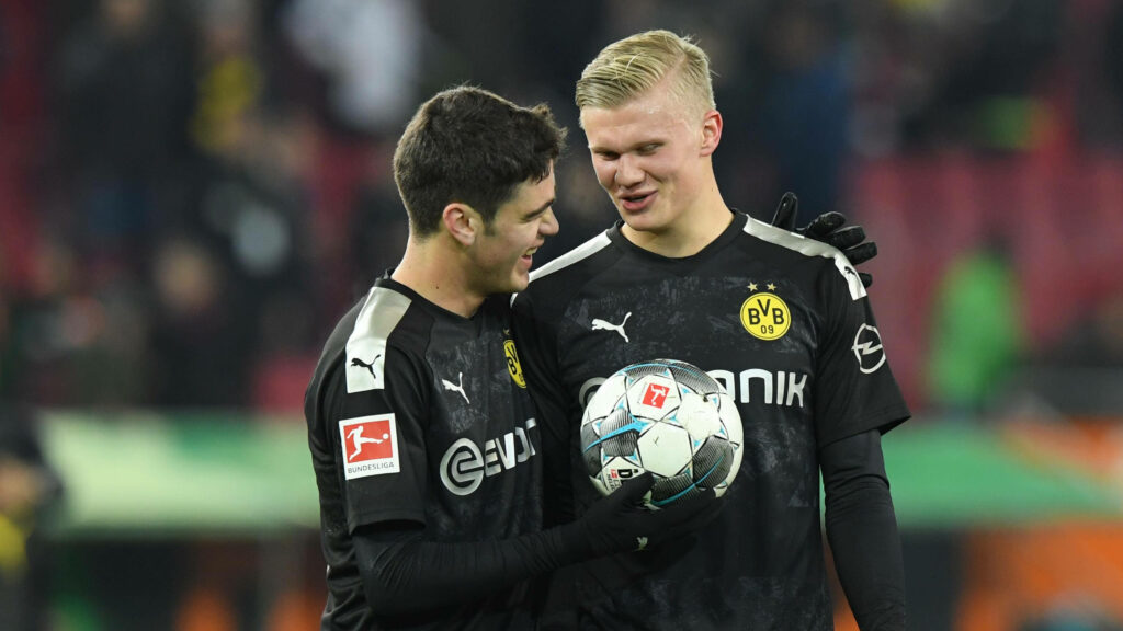 Erling Haaland & Teammate: Dynamic Dortmund Wallpaper Background