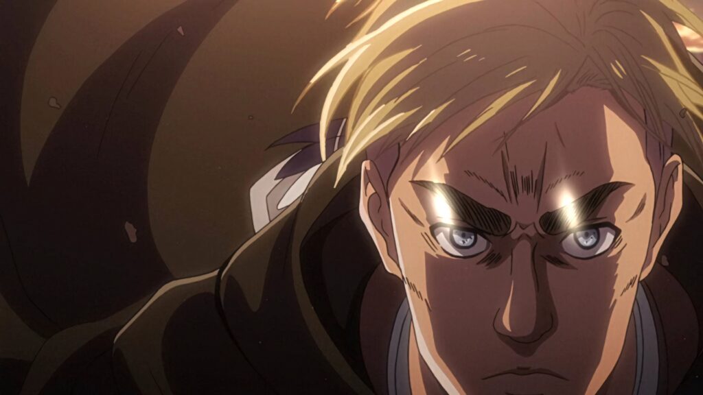 Erwin Smith Attack on Titan anime wallpaper intense sunlight sharp shadows detailed art