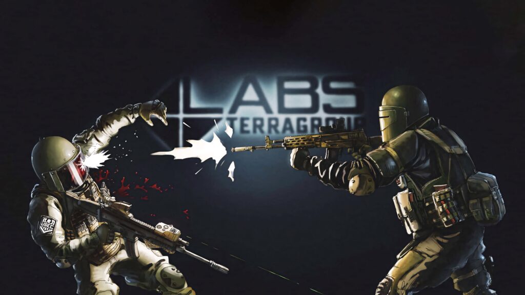 Escape from Tarkov firefight in gritty TerraGroup Labs with armored operatives and detailed weapons Wallpaper
