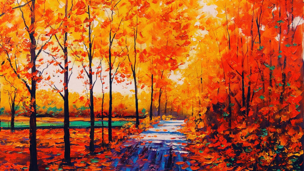 Escape into Serenity: A Majestic Impressionist Oil Painting Capturing a Picturesque Country Haven. Wallpaper