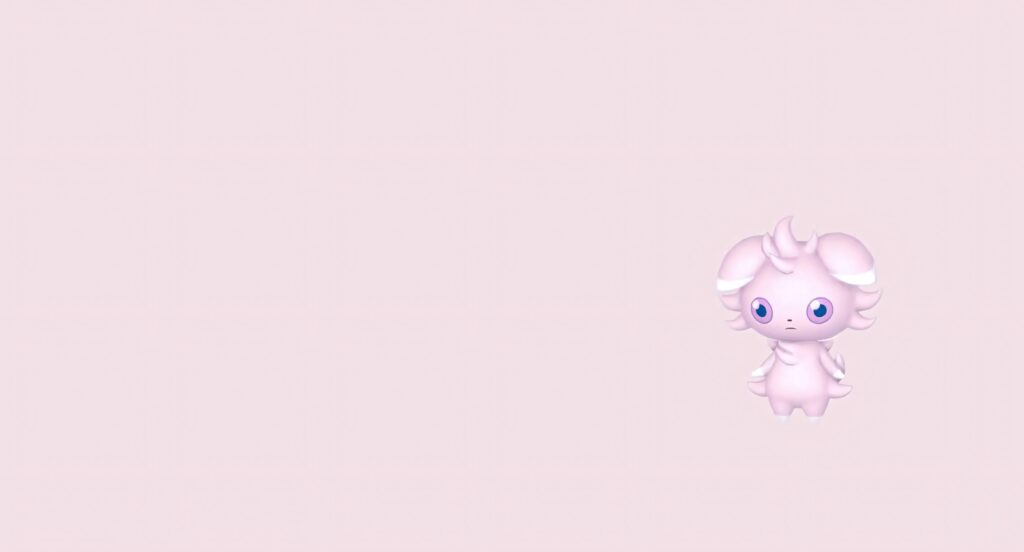 Espurr Pokémon wallpaper soft pink pastel background cute calming minimalist desktop art