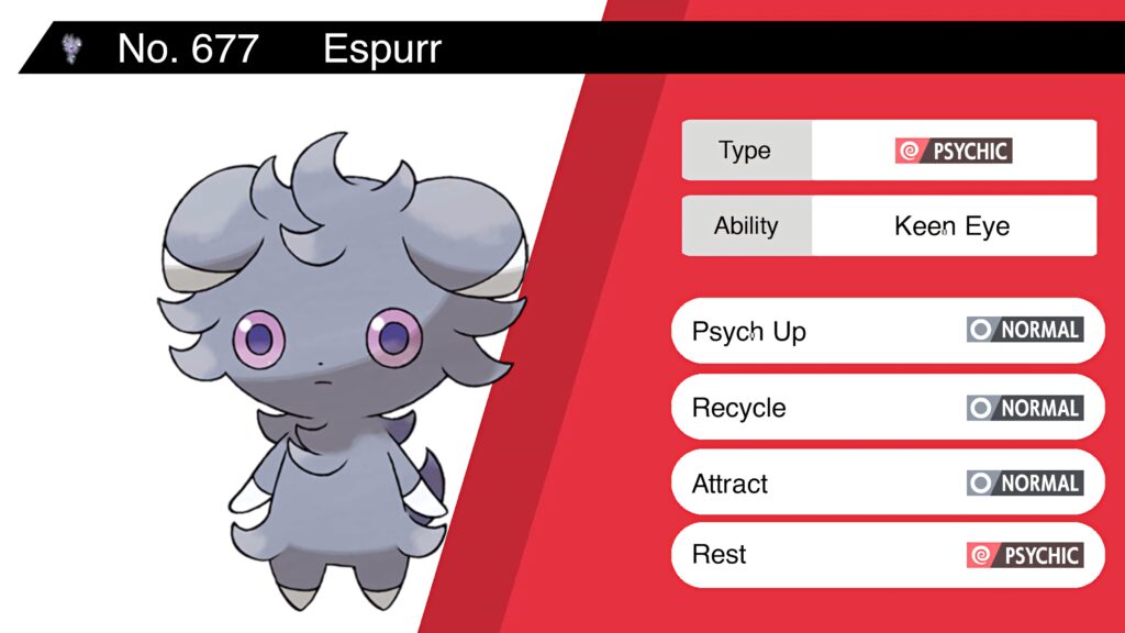Espurr Psychic Pokémon wallpaper red white background vector art Keen Eye moves Psych Up Rest