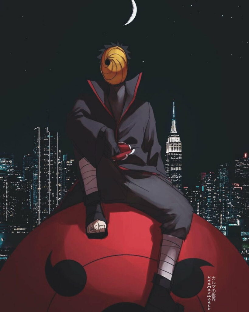 Mourning Shadows: Obito Uchiha's Journey Under the Moon Wallpaper
