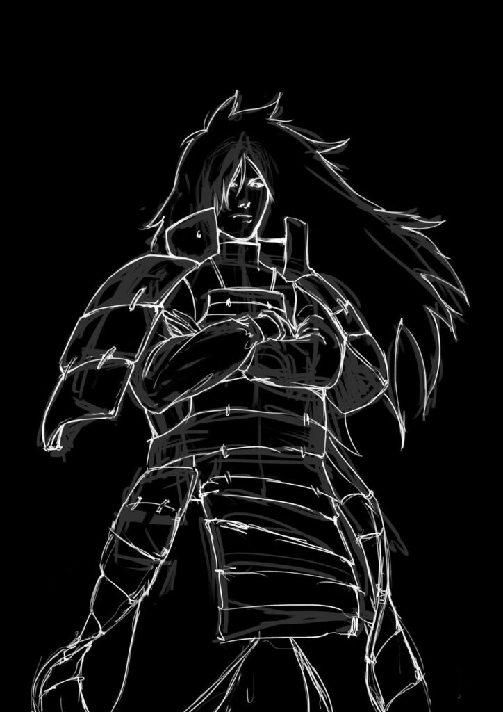 The Unleashing of Uchiha's Power: A Fiery Madara's Line Phone Wallpaper