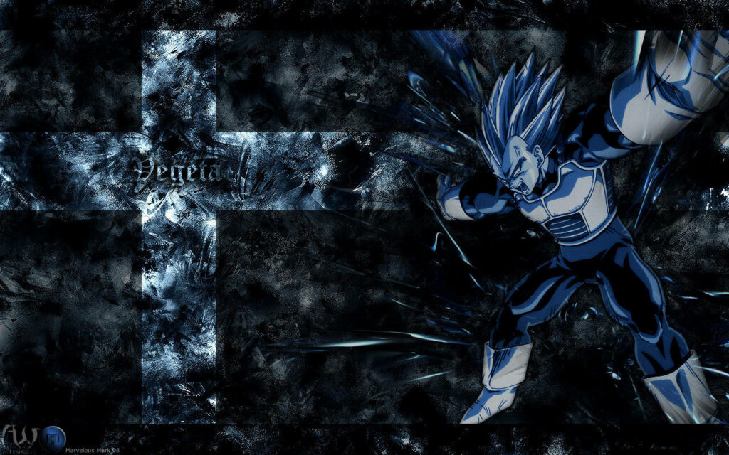 Dark Majesty: Vegeta Embracing Shadows with Open Arms Wallpaper