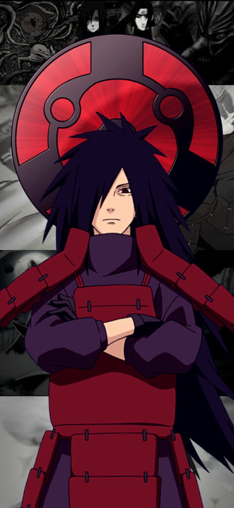 Legendary Uchiha Rivalry: Naruto Shippuden's Epic Phone Wallpaper Featuring Madara Uchiha