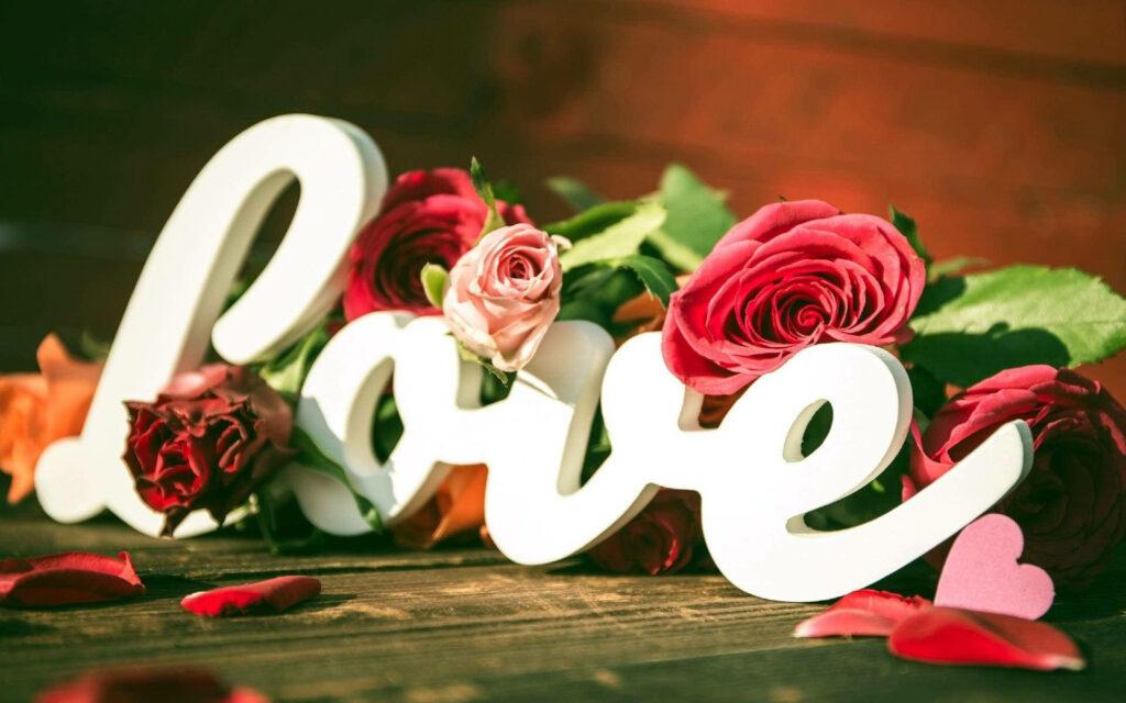 Eternally Enchanting: Delicate Love Sanctuary Amidst Blossoming Roses - Captivating Full HD Love Background Wallpaper