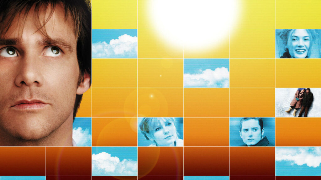 Vibrant Eternal Sunshine Puzzle Wallpaper: Warm Gradients & Key Characters