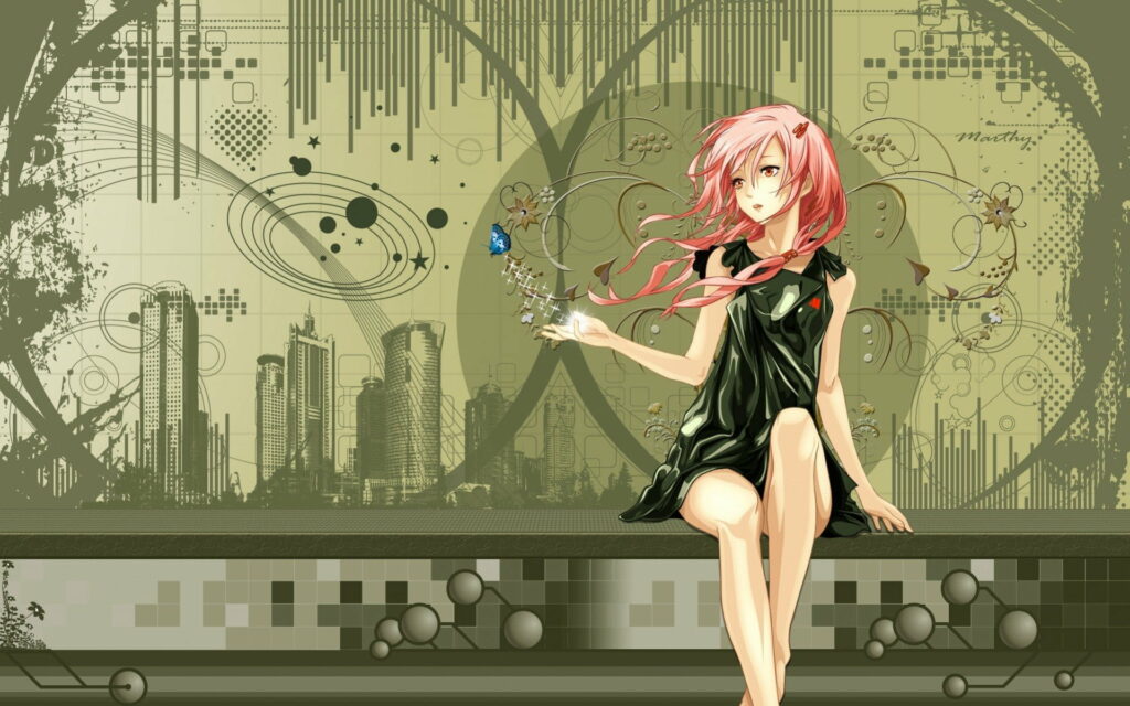 Fragile Beauty of Yuzuriha Inori: A Captivating Anime Butterfly in an Abstract HD Wallpaper