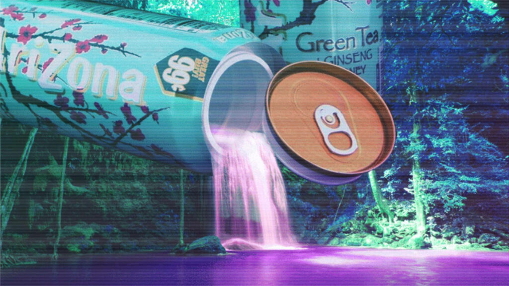 Digital Oasis: Stunning Laptop Wallpaper featuring Arizona Tea Can as a Cascading Waterfall
